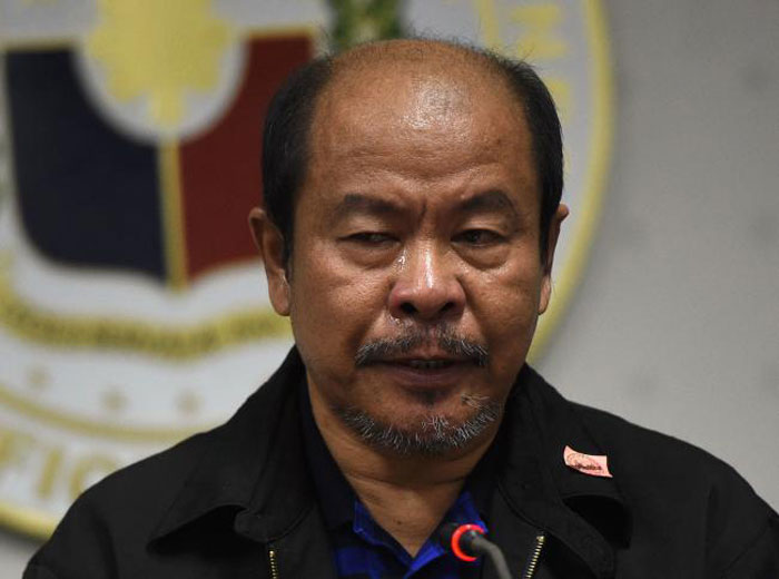 Former police officer Arthur Lascanas speaks during a press conference at the Senate in Manila on Monday. — AFP