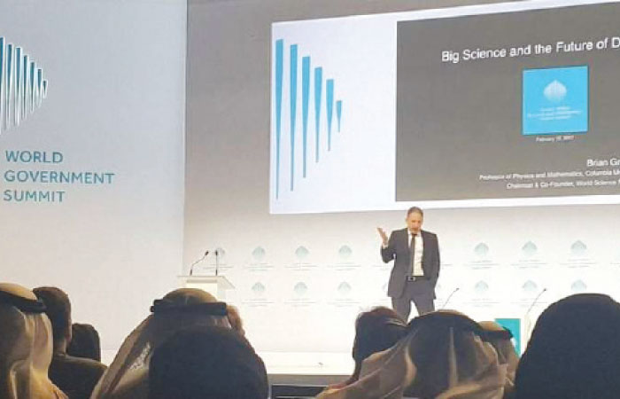 Dr Brian Greene highlights huge scientific discoveries that have helped drive mankind’s progress, explaining how these were not carried out for financial gain but rather in a spirit of discovery on the opening day of the World Government Summit in Dubai on Sunday.