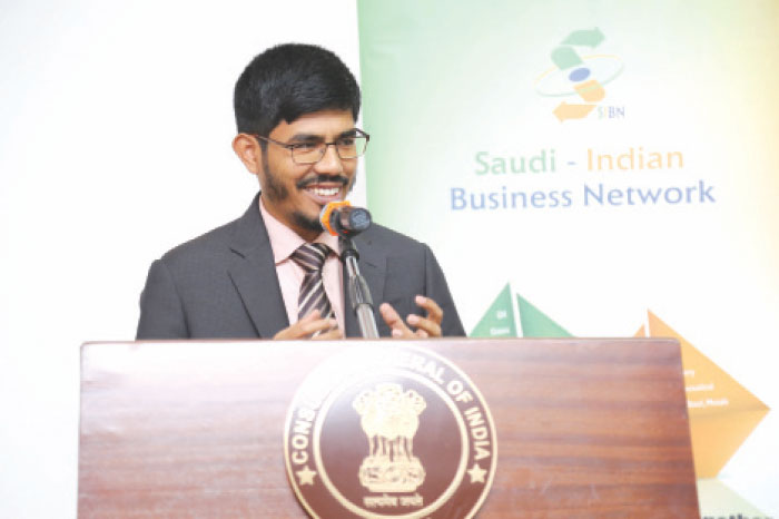 Chief Guest Indian Consul General Md. Noor Rahman Sheikh making his address at the Indian Budget 2017-Advantage Investment meet at the consulate premises. — Photos by Abdul Rahman Baig