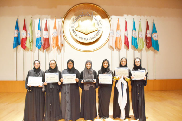 Dar-Al-Hekma team that achieved the first place in Middleast Pre-Moot held in Kuwait recently. — Courtesy photo