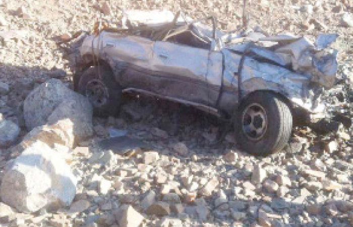 The accident on the Uqbat Bada road that claimed six members of a family. — Courtesy photo