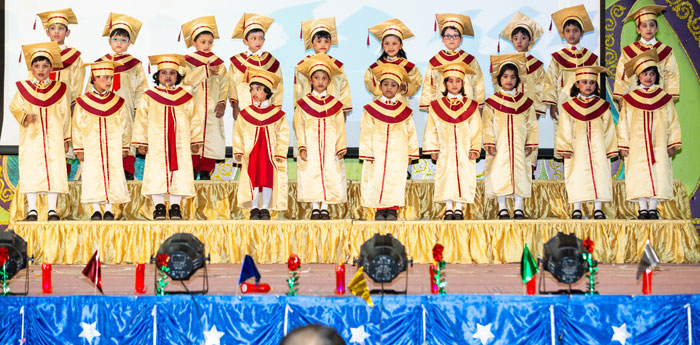 Tiny Tots of International Indian School Dammam performing during the Kindergarten Day