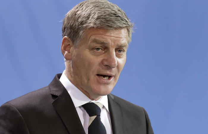 New Zealand’s Prime Minister Bill English addresses the media during a joint news conference with German Chancellor Angela Merkel as part of a meeting at the chancellery in Berlin, Germany, in this Jan. 16, 2017 file photo. — AP