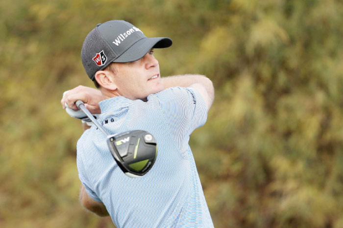 Brendan Steele plays a tee shot on the ninth hole during the second round of the Phoenix Open at TPC Scottsdale in Scottsdale, Arizona, Friday. — AFP