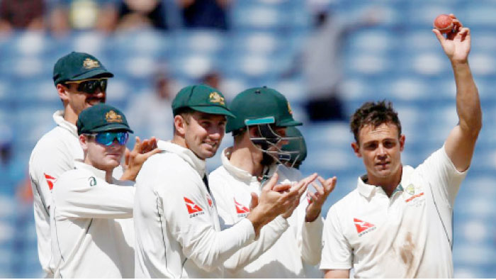 Steve O’Keefe was the wrecker in chief for Australia in the Pune Test. — Reuters