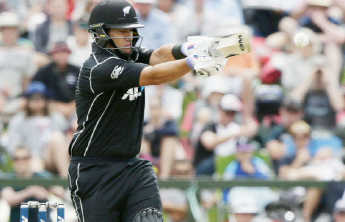 New Zealand’s Ross Taylor plays pull shot during their One-Day International cricket match against South Africa at Hagley Oval, Christchurch, Wednesday. — AP