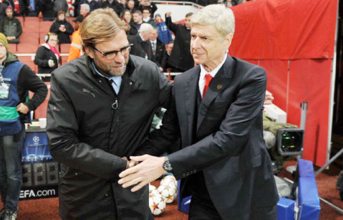 Jurgen Klopp  (L) and Arsene Wenger