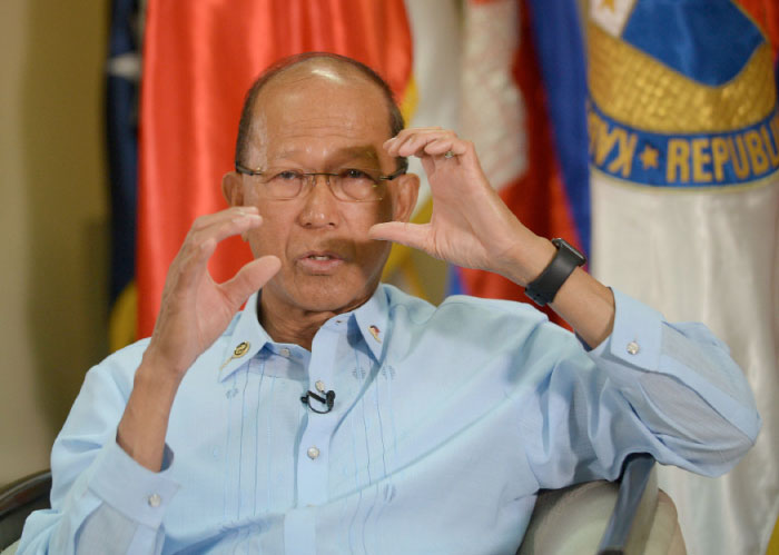 Philippine Defence Secretary Delfin Lorenzana at the defense offices in Manila on Tuesday. — AFP