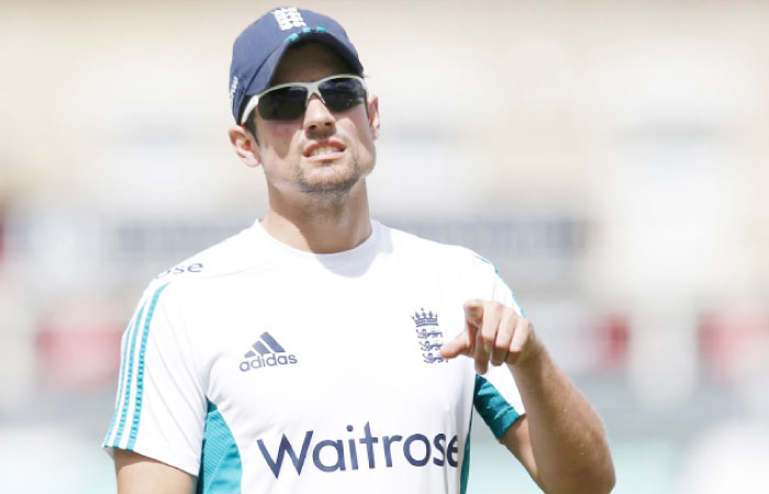 England’s Alastair Cook during nets. –Reuters