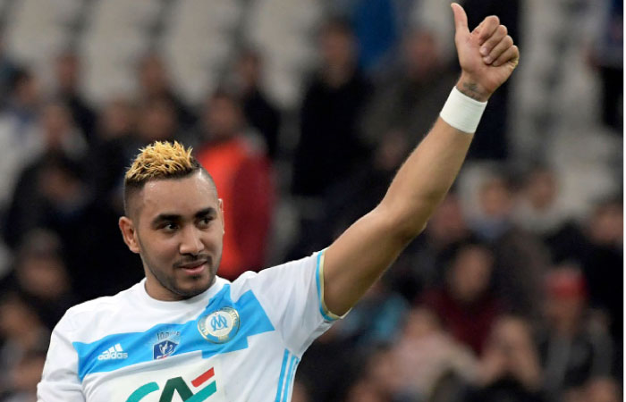 Olympique de Marseille’s French forward Dimitri Payet celebrates at the end of the French Cup football match against Lyon at the Velodrome Stadium in Marseille Tuesday. — AFP