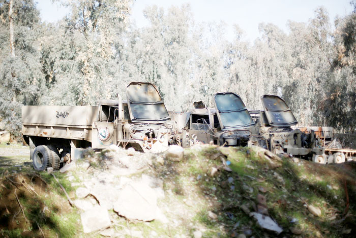 Vehicles used by Daesh militants are seen in Mosul. — Reuters