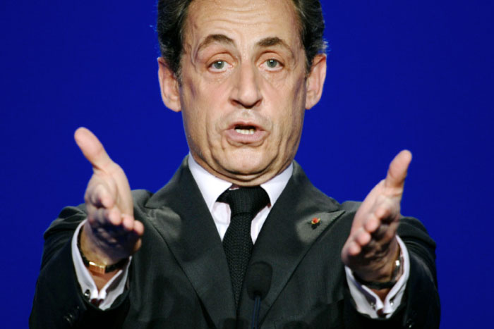 This file photo shows former French president and former UMP ruling party’s candidate for the 2012 presidential election, Nicolas Sarkozy, giving a speech, during a campaign meeting in Elancourt, outside Paris. — AFP