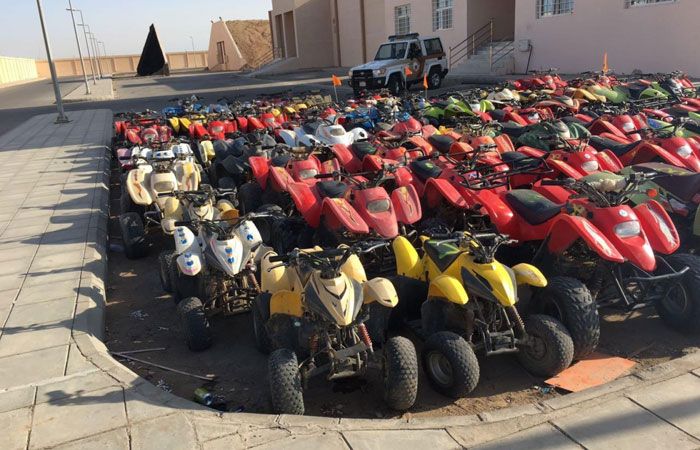 Seized quad bikes at the premises of a police station in the city. –SPA