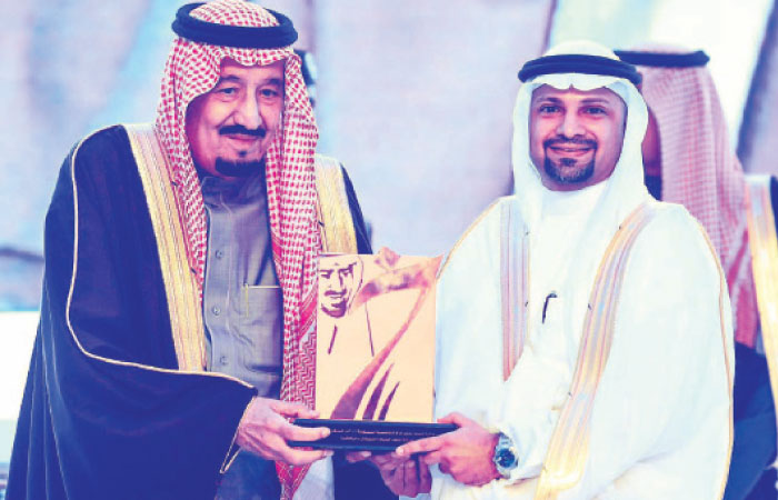 Custodian of the Two Holy Mosques King Salman awards Dr. Shadi Khawandanah the King Khaled Award for Competitive Responsibility. — Courtesy photos