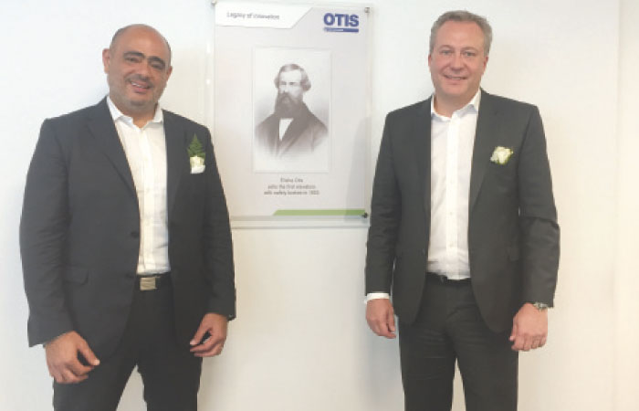 OTIS EMEA president Patrick Blethon (right) and managing director Maged Sobhy Nagib