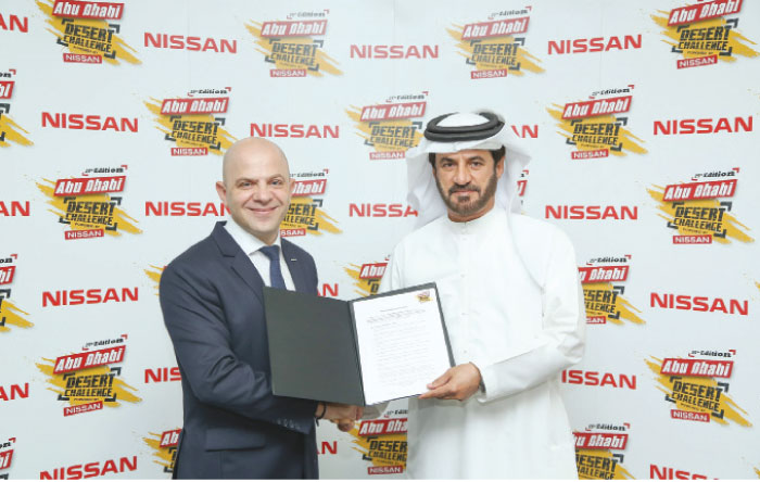 Samir Cherfan (left), Nissan Middle East managing director, with Mohammed Ben Sulayem, president of ATCUAE