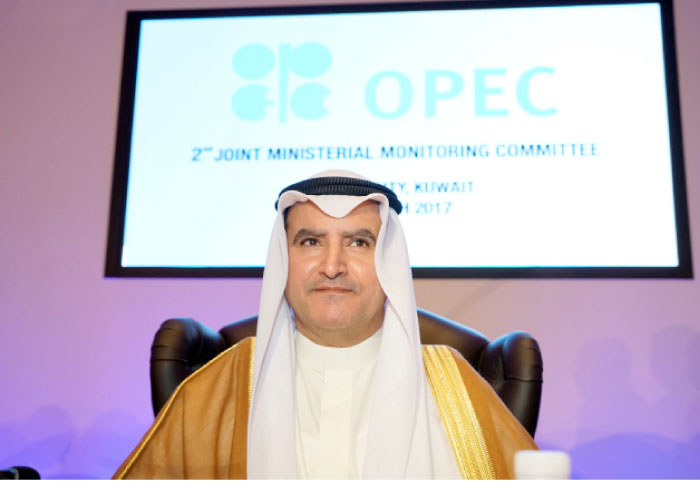 Kuwait Oil Minister Ali Al-Omair opens OPEC 2nd Joint Ministerial Monitoring Committee meeting in Kuwait City, Kuwait, on Sunday. — Reuters