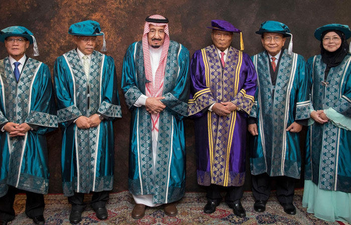 Custodian of the Two Holy Mosques King Salman attends special convocation ceremony at the International Islamic University Malaysia in Kuala Lumpur on Tuesday evening. -SPA