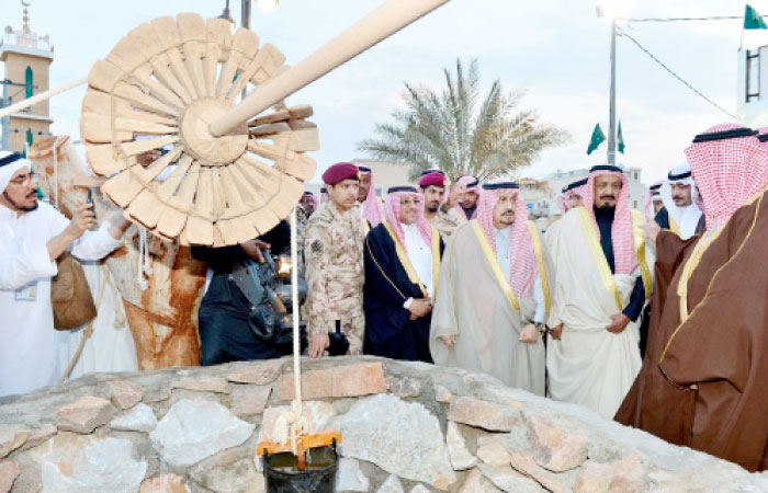 Riyadh Emir Prince Faisal Bin Bandar visits the historic Oud well in Afif.