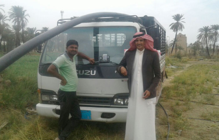 Ameen Khan with his employer.