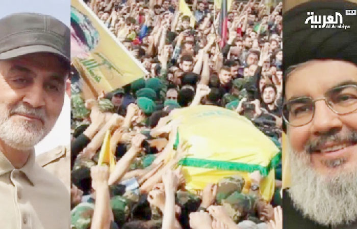 Both Hassan Nasrallah and Qassem Soleimani are said to have a hand behind Mustafa Badreddine mysterious death. — Courtesy photos