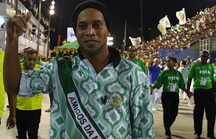 Brazilian former football player Ronaldinho Gaucho performs at the Rio's Carnival at the Sambadrome in Rio de Janeiro, Brazil, in this file photo. — AFP