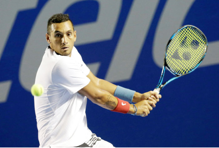 Australia’s Nick Kyrgios in action against Serbia’s Novak Djokovic at the Mexican Open in Acapulco Thursday. — Reuters