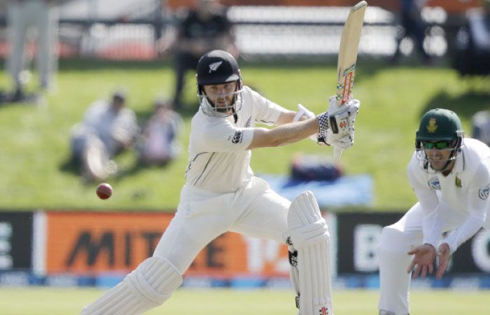 New Zealand’s Kane Williamson bats during the first cricket Test against South Africa at University Oval, Dunedin, Thursday. — AP