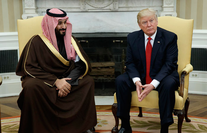 US President Donald Trump holds talks with Deputy Crown Prince Muhammad Bin Salman, second deputy premier and minister of defense, at the White House on Tuesday.