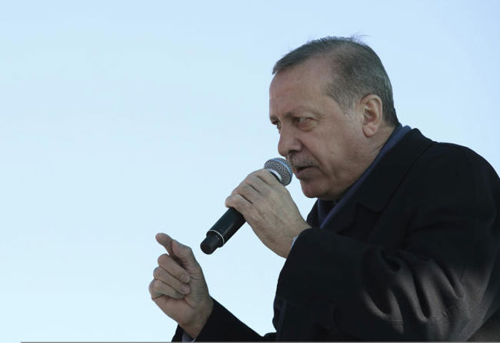 Turkey’s President Recep Tayyip Erdogan addresses his supporters in Kastamonu, Turkey, in this March 22, 2017 file photo. — AP
