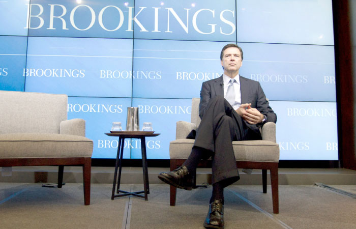 FBI Director James Comey speaks about the impact of technology on law enforcement, at Brookings Institution in Washington in this Oct. 16, 2014 file photo. — AP