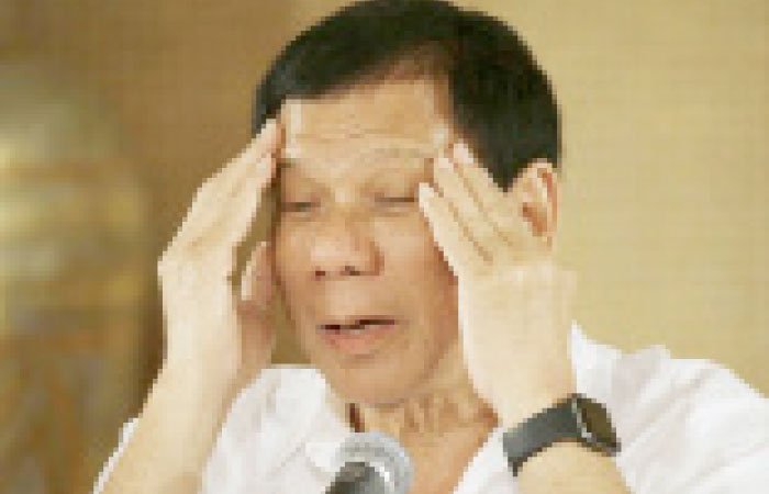 Philippine President, Rodrigo Duterte, gestures as he answers questions from reporters during a press conference at the Malacanang presidential palace in Manila in this file photo. — AP
