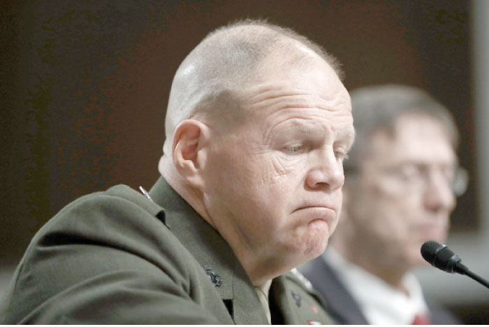 Commandant of the Marine Corps Gen. Robert Neller testifies before the Senate Armed Services Committee on Capitol Hill in Washington on Tuesday. — AFP