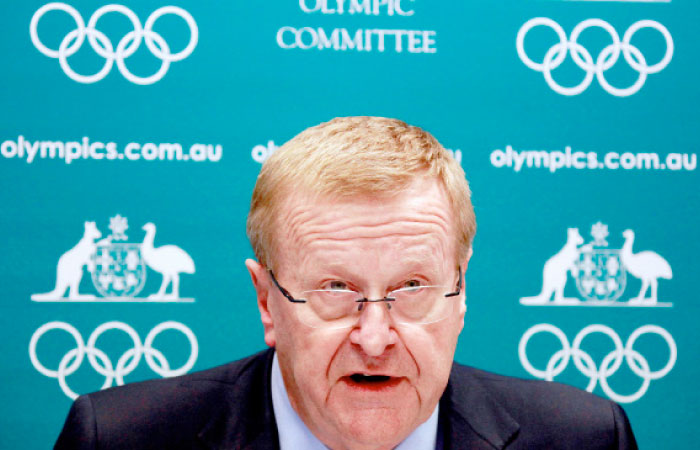 John Coates, President of the Australian Olympic Committee (AOC), reacts as he announces the findings of a probe into the conduct of Australian swimming team members in the run-up to the 2012 London Games, in this file photo. – Reuters