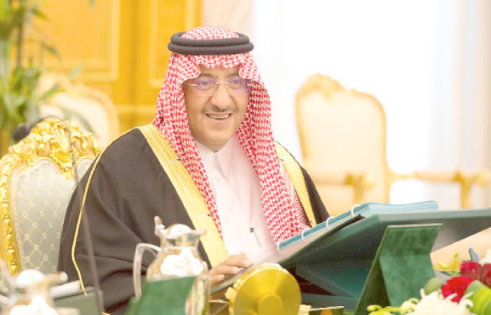 Crown Prince Muhammad Bin Naif, deputy premier and minister of interior, chairs the weekly session of the Cabinet at Al-Yamama Palace in Riyadh. — SPA