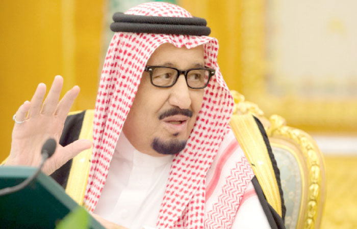 Custodian of the Two Holy Mosques King Salman chairs the Cabinet’s session at Al-Yamama Palace in Riyadh on Monday. — SPA
