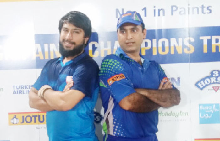 Lothers CC skipper Abdul Wahid (L) and Jotun Penguins  captain Shabbir Ahmed