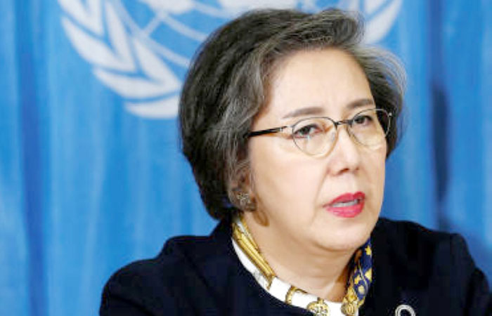 Special Rapporteur on the situation of human rights in Myanmar, Yanghee Lee addresses a news conference after her report to the Human Rights Council at the United Nations in Geneva, Switzerland, on Monday. — Reuters