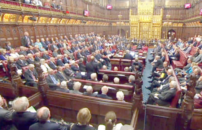 In this video grab taken from footage broadcast by the UK Parliamentary Recording Unit (PRU) on Monday, members of the House of Lords debate the Brexit bill. — AFP