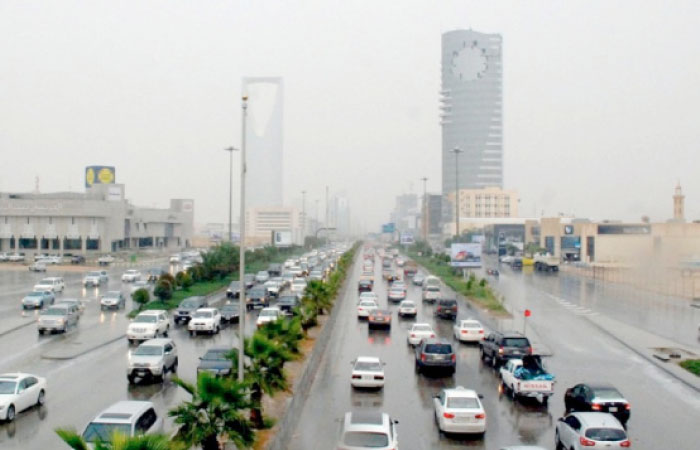 A wet street in Riyadh. The General Authority of Meteorology and Environment has said unstable weather will continue in most of Saudi Arabia over the next five days. — Okaz photo