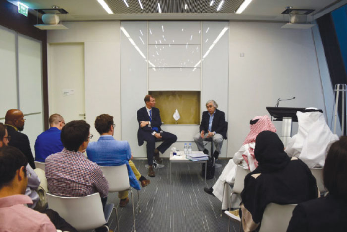 Former US Secretary of Energy Ernest Moniz holds an open discussion with researchers at King Abdullah Petroleum Studies and Research Center