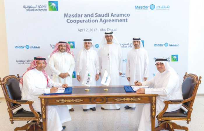 The MoU was signed by Yasser Mufti, Executive Director for New Business Development at Saudi Aramco and Mohamed Jameel Al Ramahi, Chief Executive Officer (CEO) of Masdar