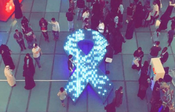 The autism logo is illuminated at Red Sea Mall in Jeddah as part of the global campaign Light It Up Blue to raise awareness on the condition. — SG photo