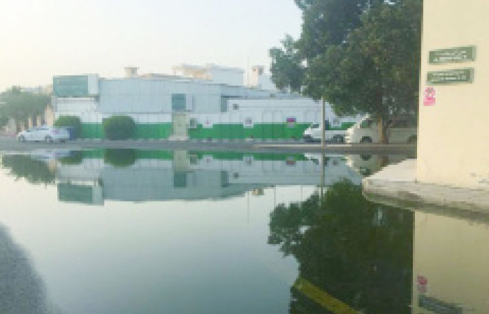 A sewage swamp in Jameel Bin Muammar Street in Jeddah’s Rehab district. — Okaz photo