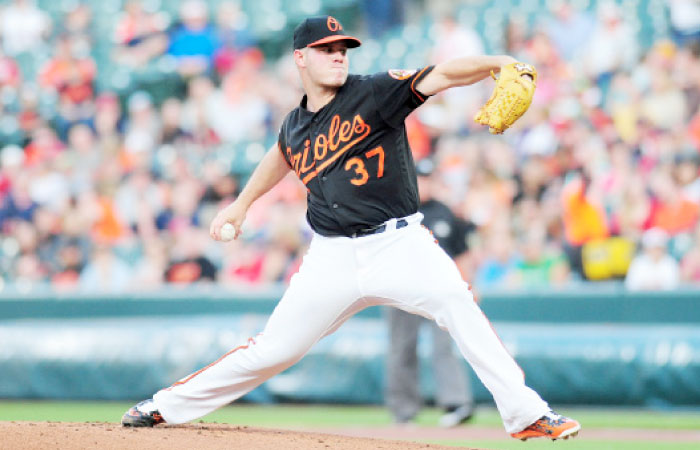 Baltimore Orioles’ pitcher Dylan Bundy throws a pitch against Boston Red Sox at Oriole Park at Camden Yards in Baltimore Friday. — Reuters