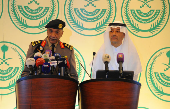 Maj. Gen. Mansour Al-Turki, security spokesman at the Ministry of Interior, addressing a press conference in Riyadh on Sunday. –SPA