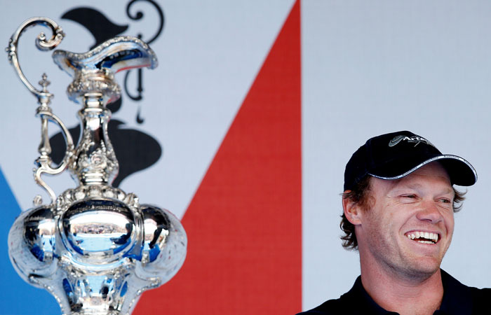 Nathan Outteridge skipper of Sweden's Artemis Racing takes part in a public press conference for the coveted America’s Cup. — Reuters