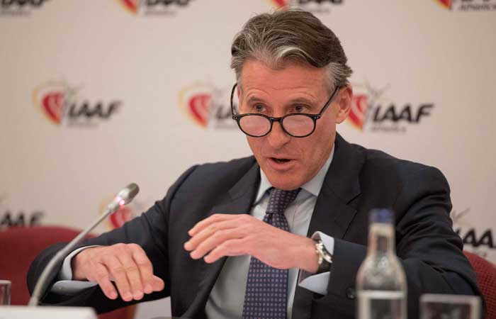 President of the International Association of Athletics Federations, (IAAF) Sebastian Coe addresses a press conference in London in this file photo. — AFP