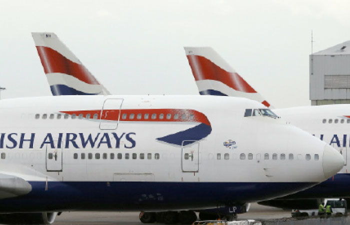 British Airways planes are parked at Heathrow Airport. File photo