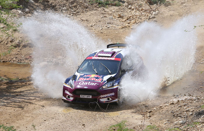 Nasser Saleh Al-Attiyah and French navigator Matthieu Baumel leading the Jordan Rally.